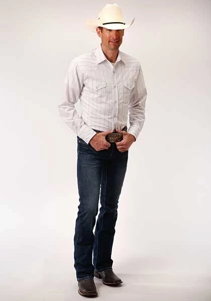 Roper 00248 Red Stripes (White) - Men's Western Shirt