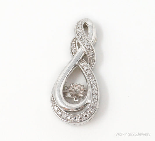 Vintage Diamond Sterling Silver Necklace Pendant