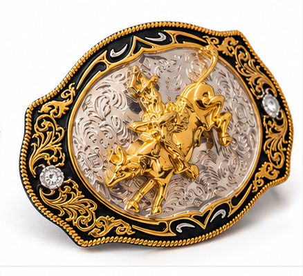 Rodeo Gold Bull Rider Belt Buckle | Branding Iron Western Wear