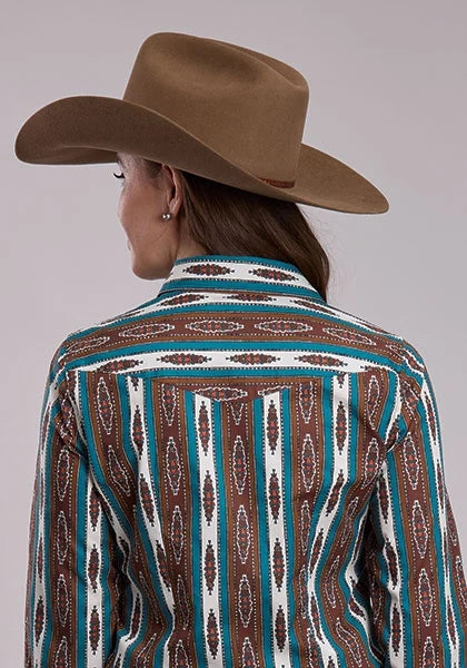 Roper 3176 Vintage Stripes (Brown) - Women's Western Shirt