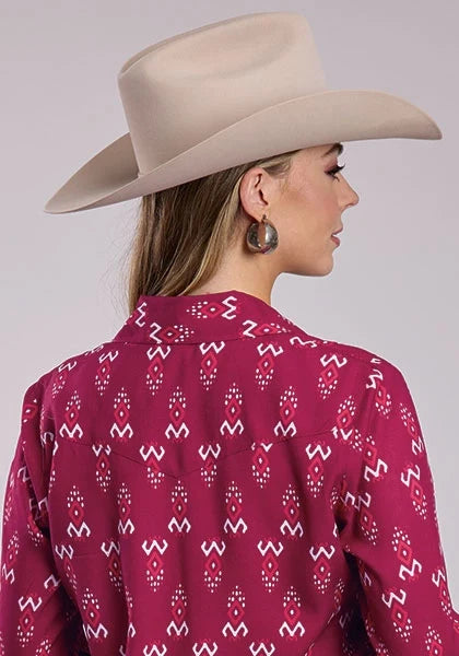 Roper 2841 Raspberry Ikat (Red) - Women's Western Shirt