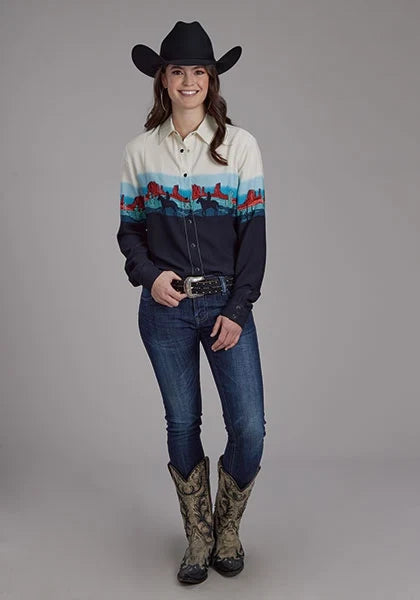Roper 2202 Western Border (Black) - Women's Western Shirt