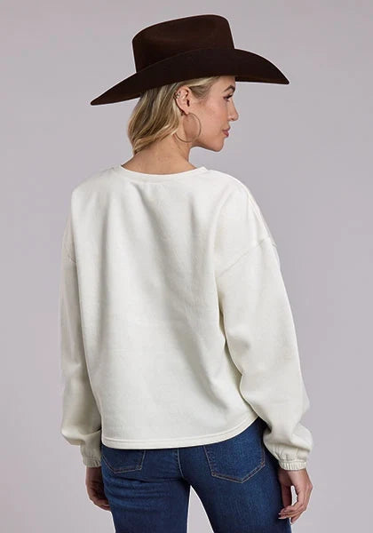 Roper 3135 Printed Horses (Cream) - Women's Fleece Sweatshirt
