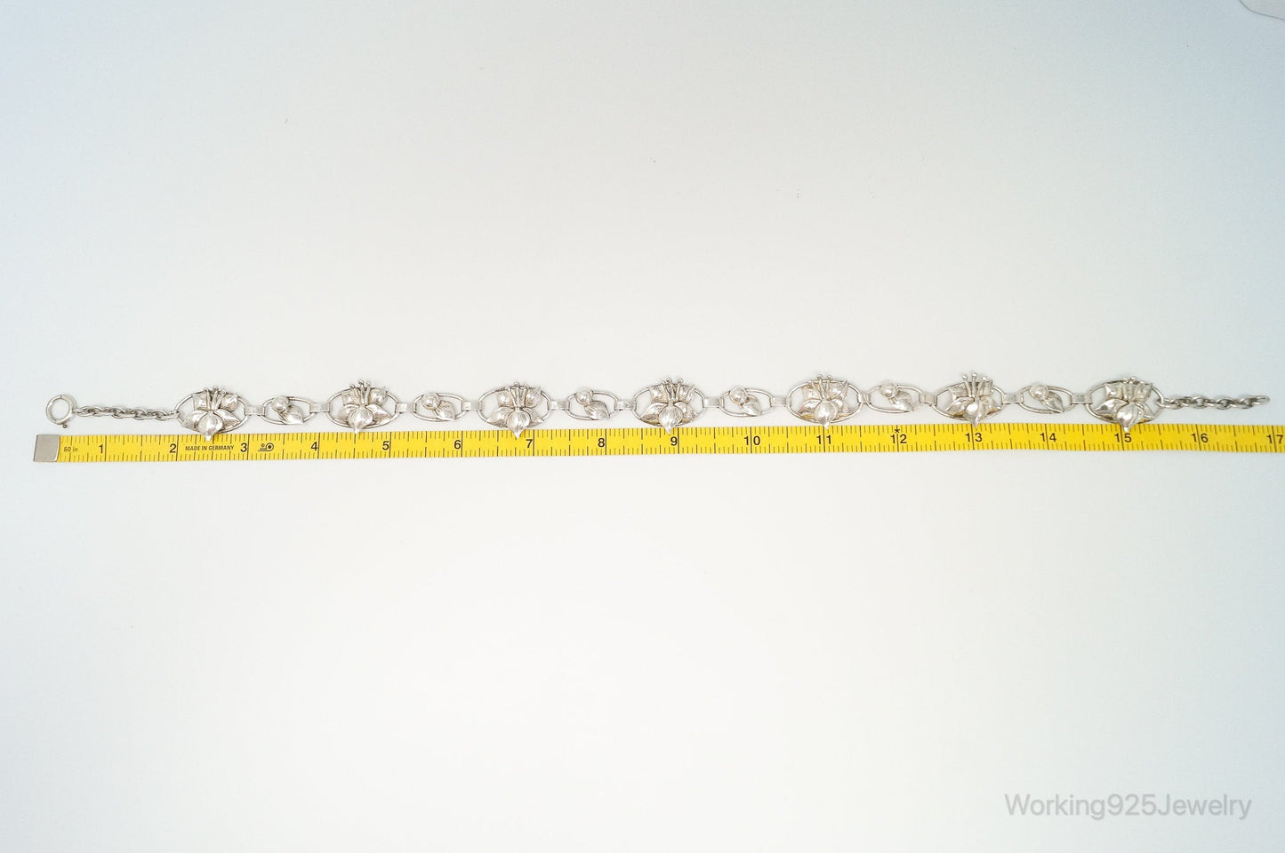 Lang Antiques Floral Link Sterling Silver Necklace