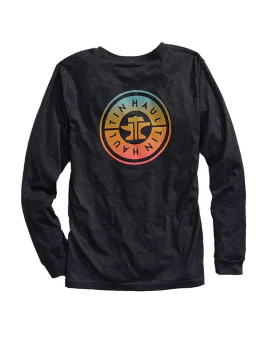 Tin Haul Ombre Logo Long Sleeve (Grey) - Men's Western T-Shirt