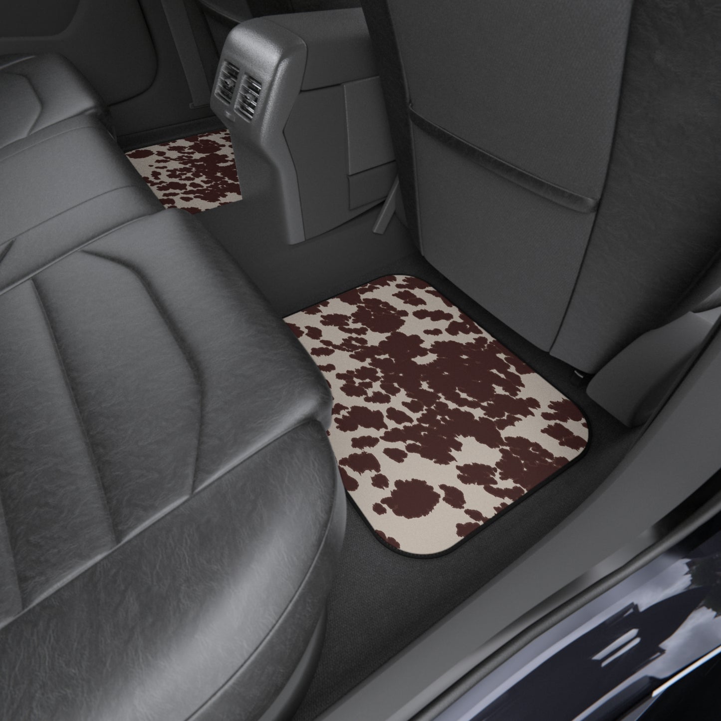 Brown Cow Print Car Mats - Set of 4
