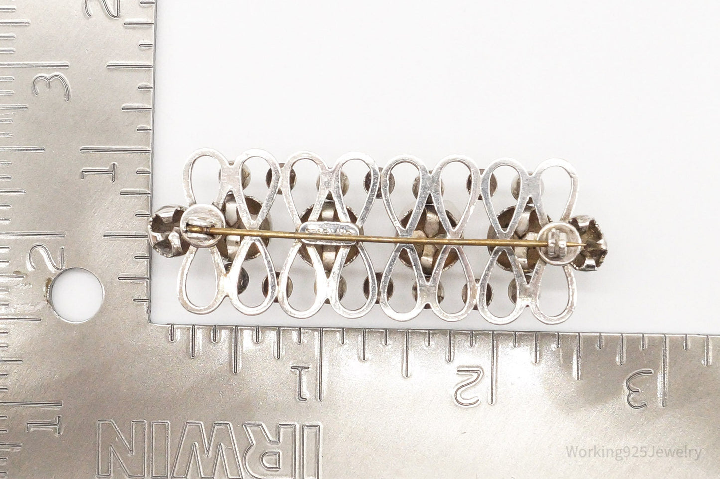 Large Vintage Mid Century Modernist Sterling Silver Pin Brooch