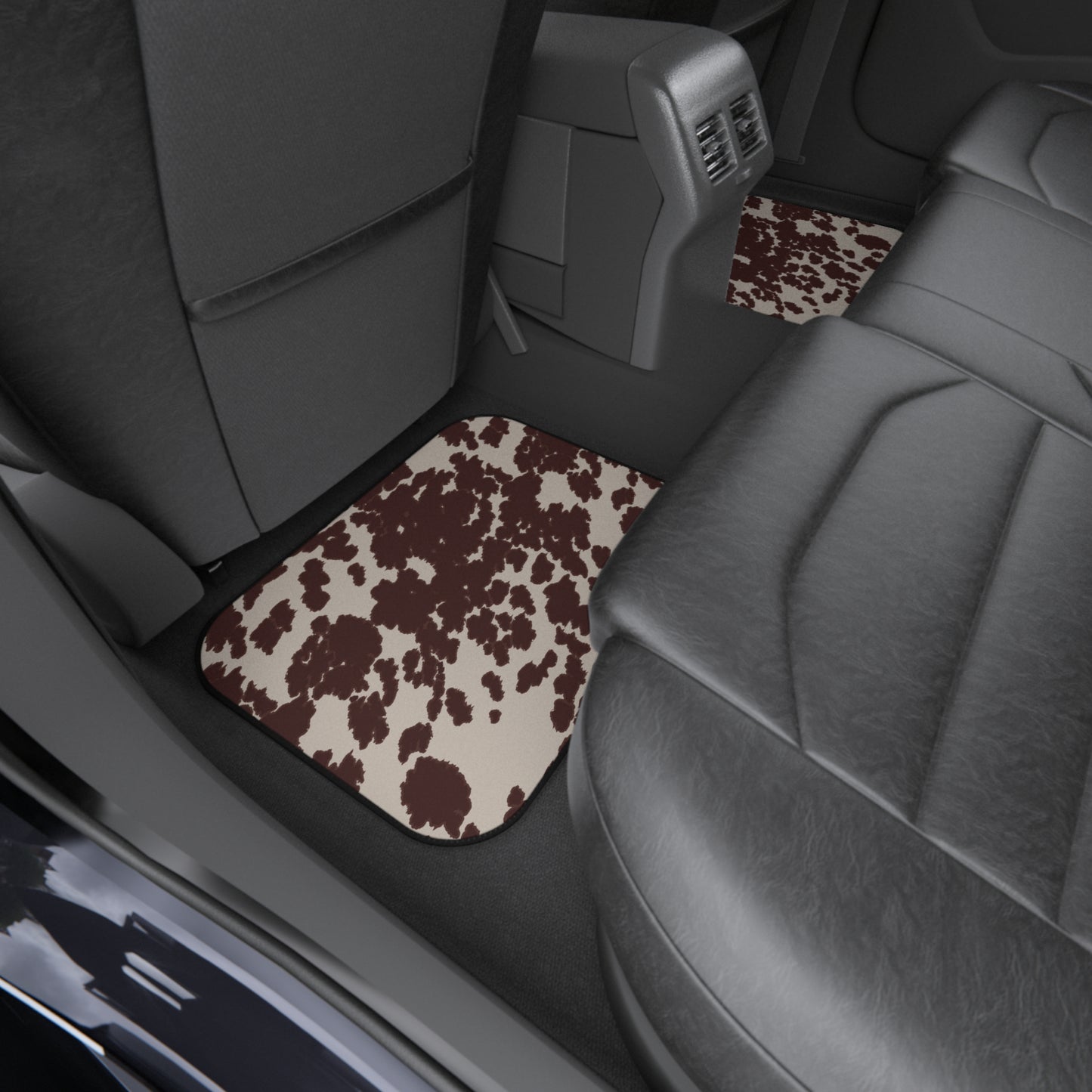 Brown Cow Print Car Mats - Set of 4