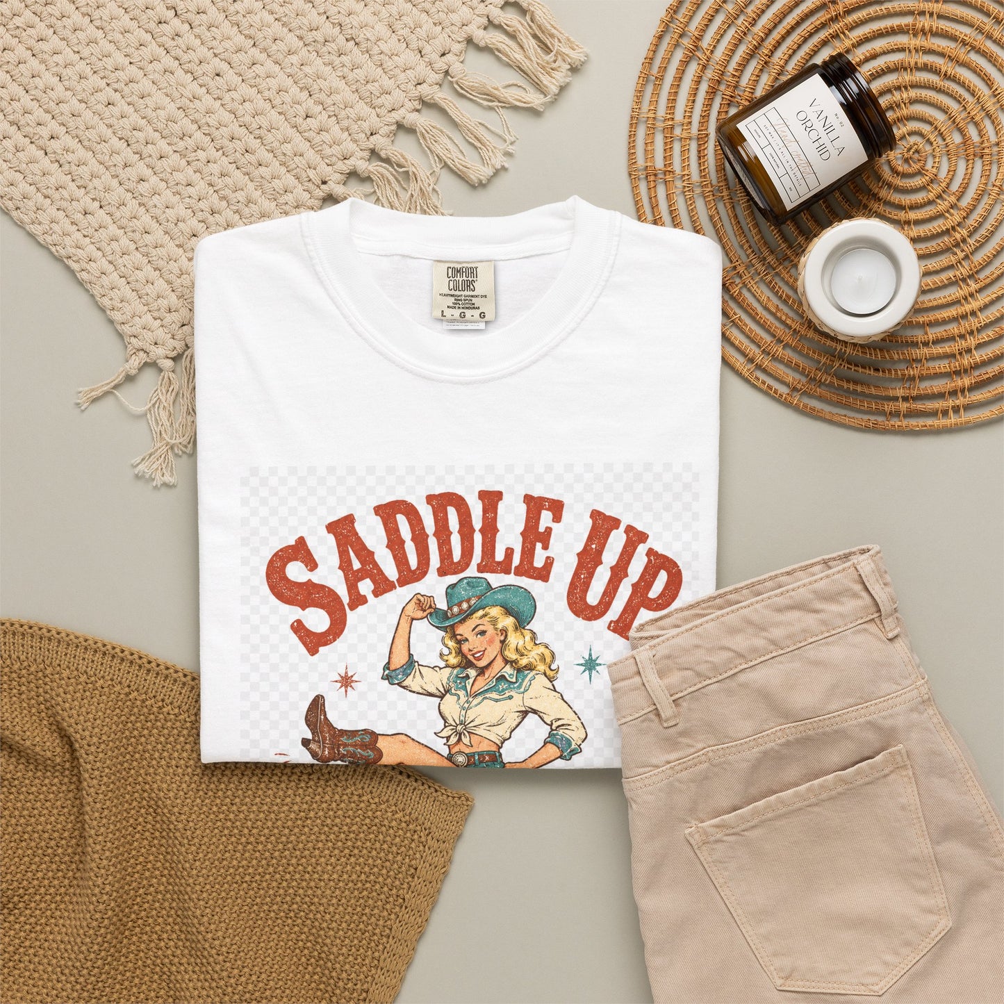 Saddle Up Tee — Retro Cowgirl "Kick Up A Little Dust" Graphic T-Shirt