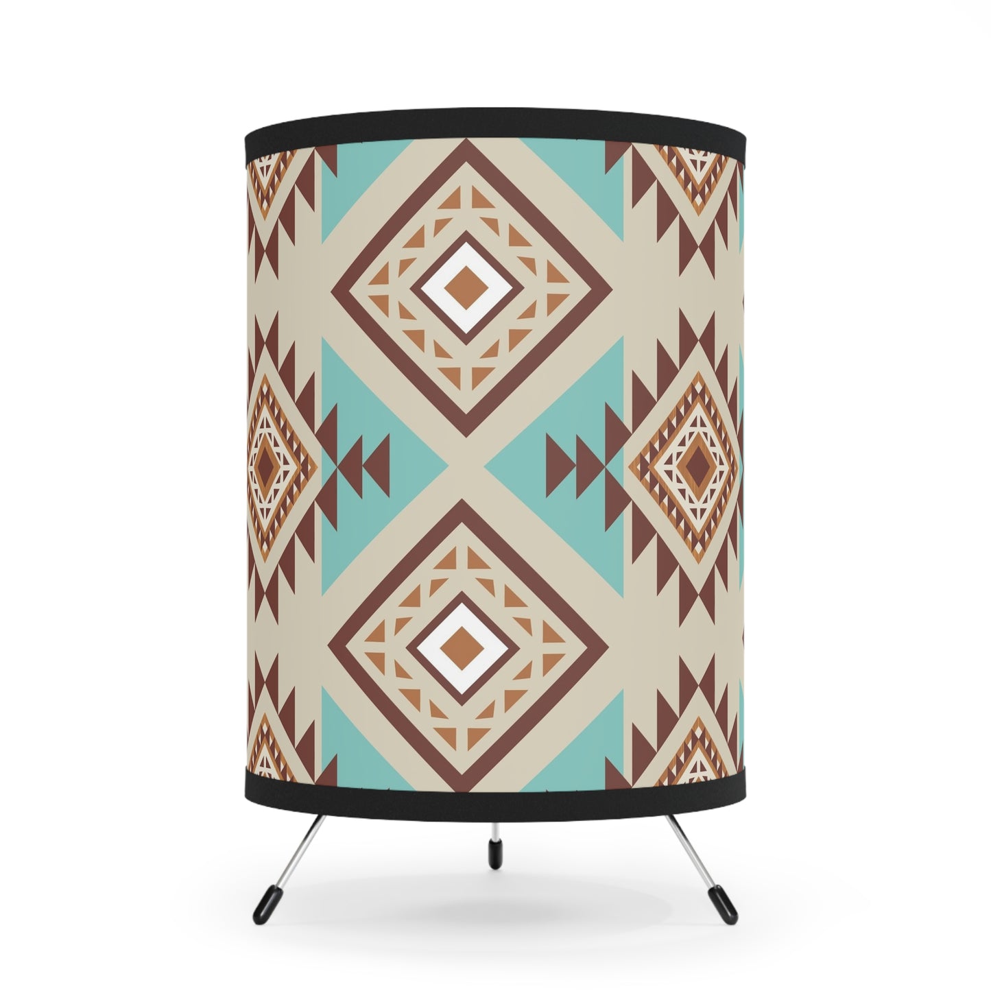 Tribal Pattern Tripod Lamp - High-Res Printed Shade, Stylish Home Décor