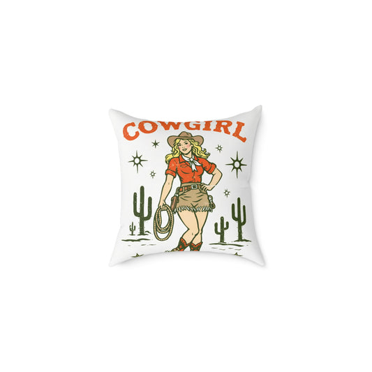 Cowgirl Western Throw Pillow — Cowhide Pattern Square Accent Pillow