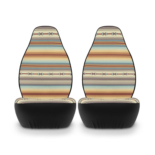 Southwestern Stripe Car Seat Covers — Boho Serape Pattern Polyester Seat Protector