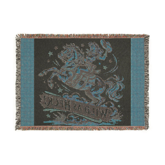 Wild As Heck Woven Blanket – Cowboy Horse Throw for Home & Ranch Decor