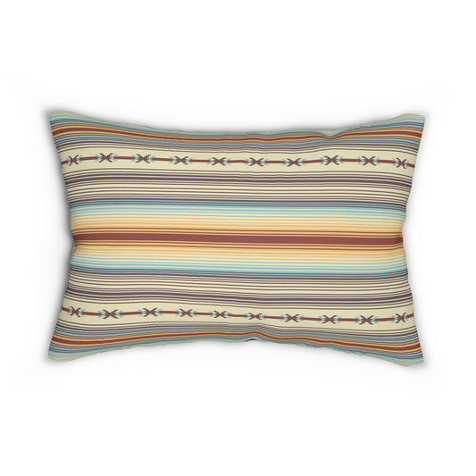 Rustic Cow Silhouette Lumbar Pillow — Southwestern Striped Decorative Pillow