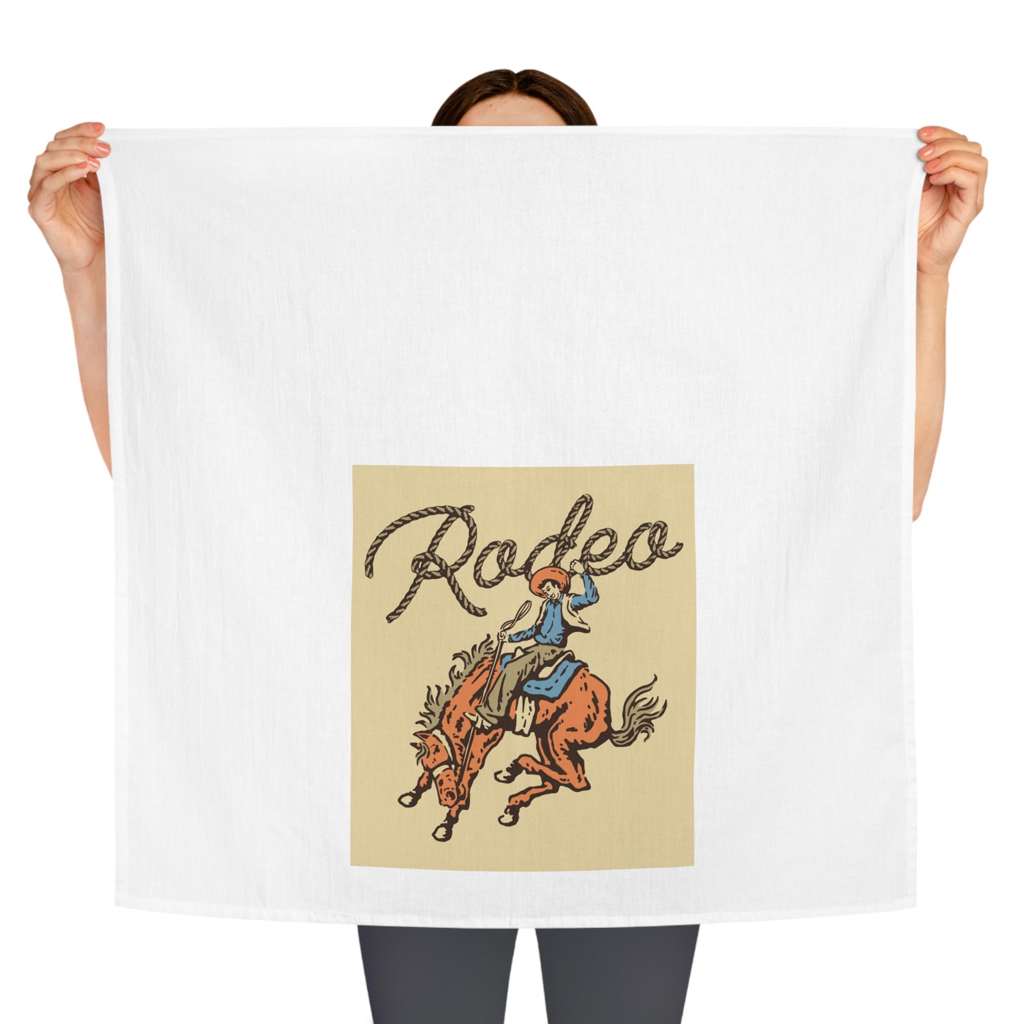 Vintage Rodeo -Themed Cotton Tea Towel for Rodeo Life Lovers