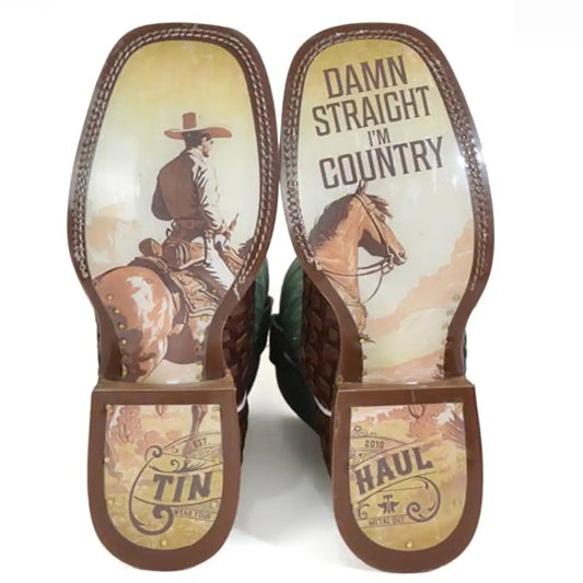 Tin Haul Tangled/I'm Country - Men's Leather Cowboy Boot