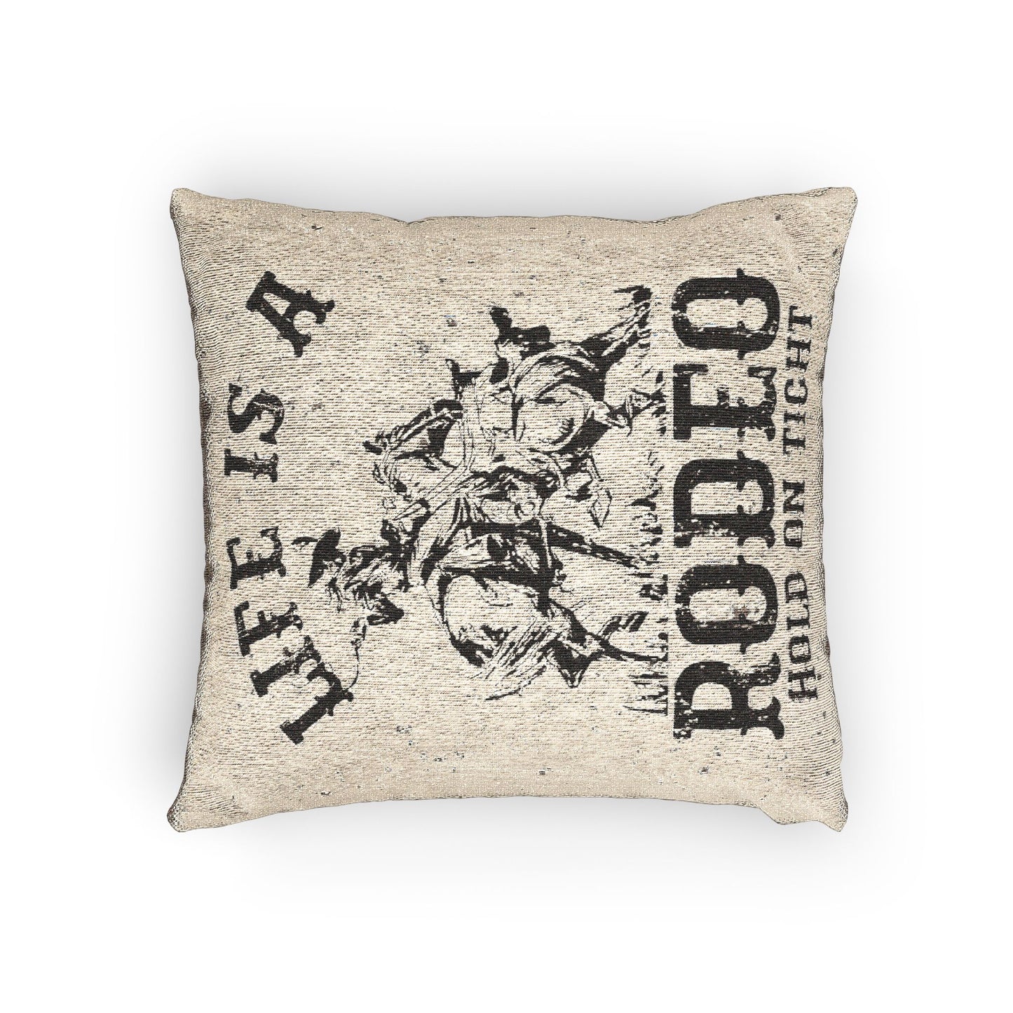 Life is a Rodeo Woven Pillow for Rodeo Lovers, Rustic Home Decor, Western Style Cushion, Perfect Gift for Cowgirls and Cowboys, Rodeo Themed Room Accent