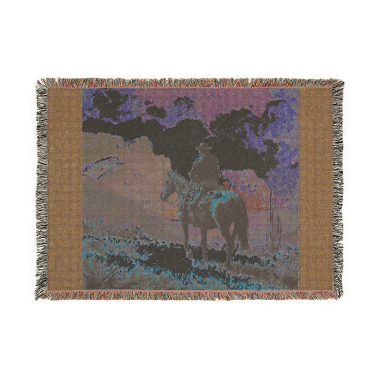 Cowboy Western Woven Blanket – Scenic Rider Throw