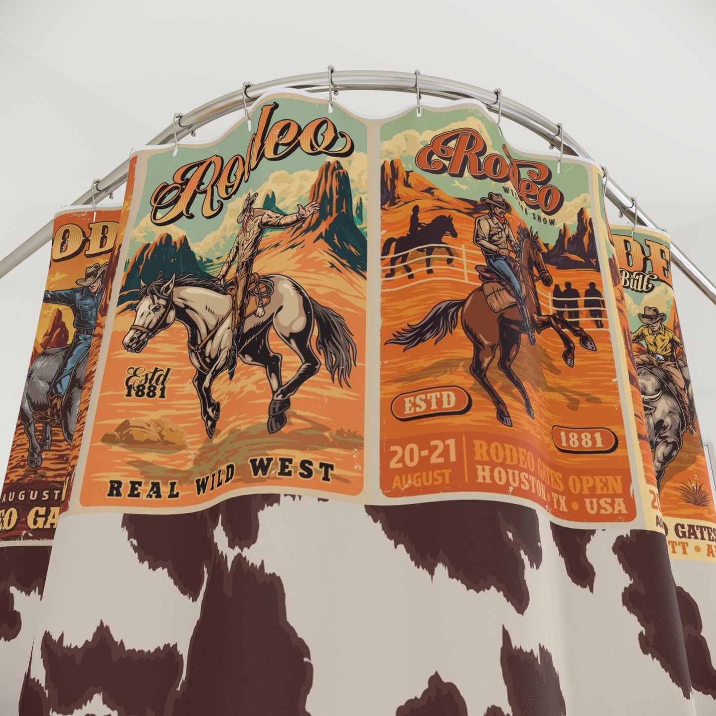 Western Rodeo Shower Curtain, Rustic Bathroom Decor, Country Style Home Accents, Unique Gift for Horse Lovers, Western Theme Bathroom