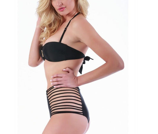 2PC Swimsuit with bandeau top/strappy bikini bottom 153109