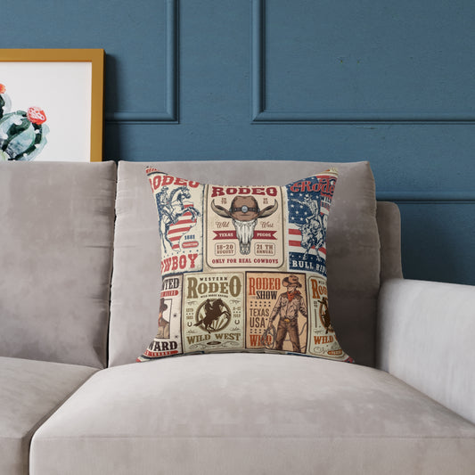 Rodeo-Inspired Square Poly Canvas Pillow