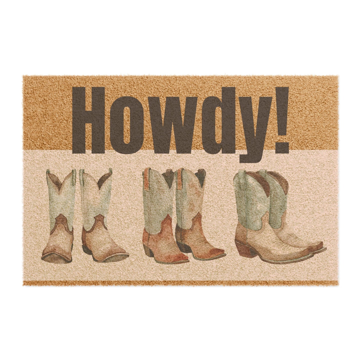 Howdy Cowboy Boots Doormat, Rustic Welcome Mat, Farmhouse Decor, Western Home Entry Rug, Gift for Cowgirl, Indoor Outdoor