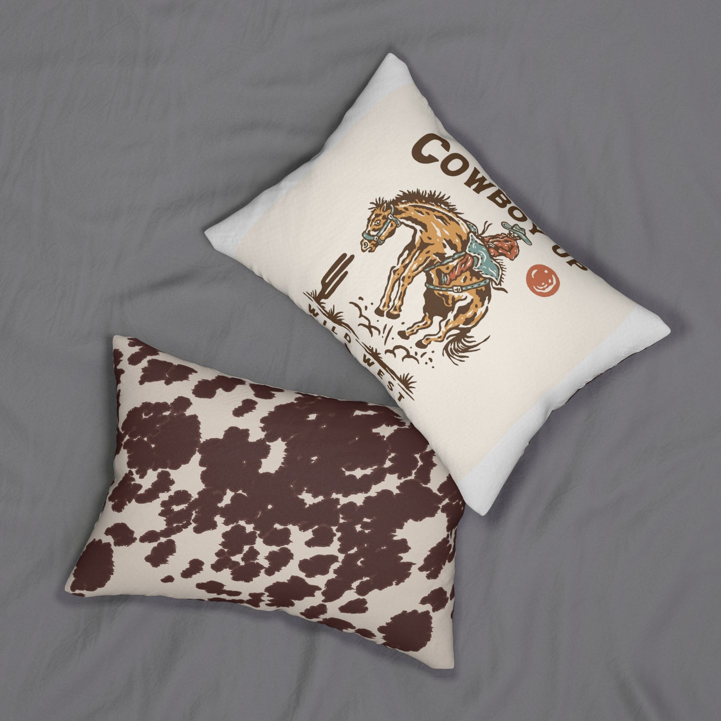 Cowboy Up Rodeo Lumbar Pillow — Western Cowboy Horse Throw Pillow