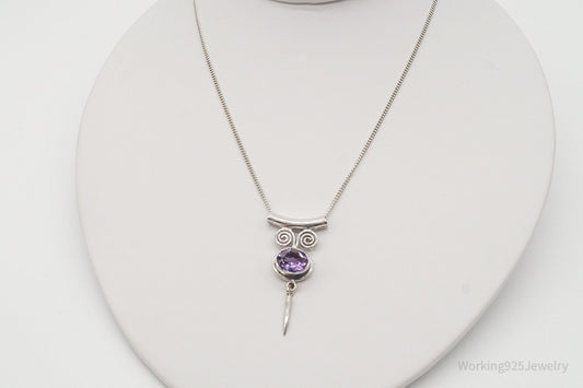 Vintage Designer Sajen Amethyst Sterling Silver Necklace