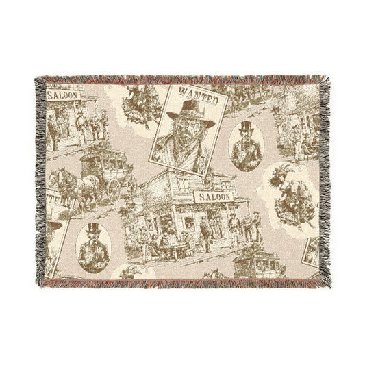 Old West Print - Cozy Woven Blanket for Home Decor, Artistic Throw, Warm Gift for Holidays, Soft Couch Cover, Vintage-Inspired Design, Perfect for Relaxing