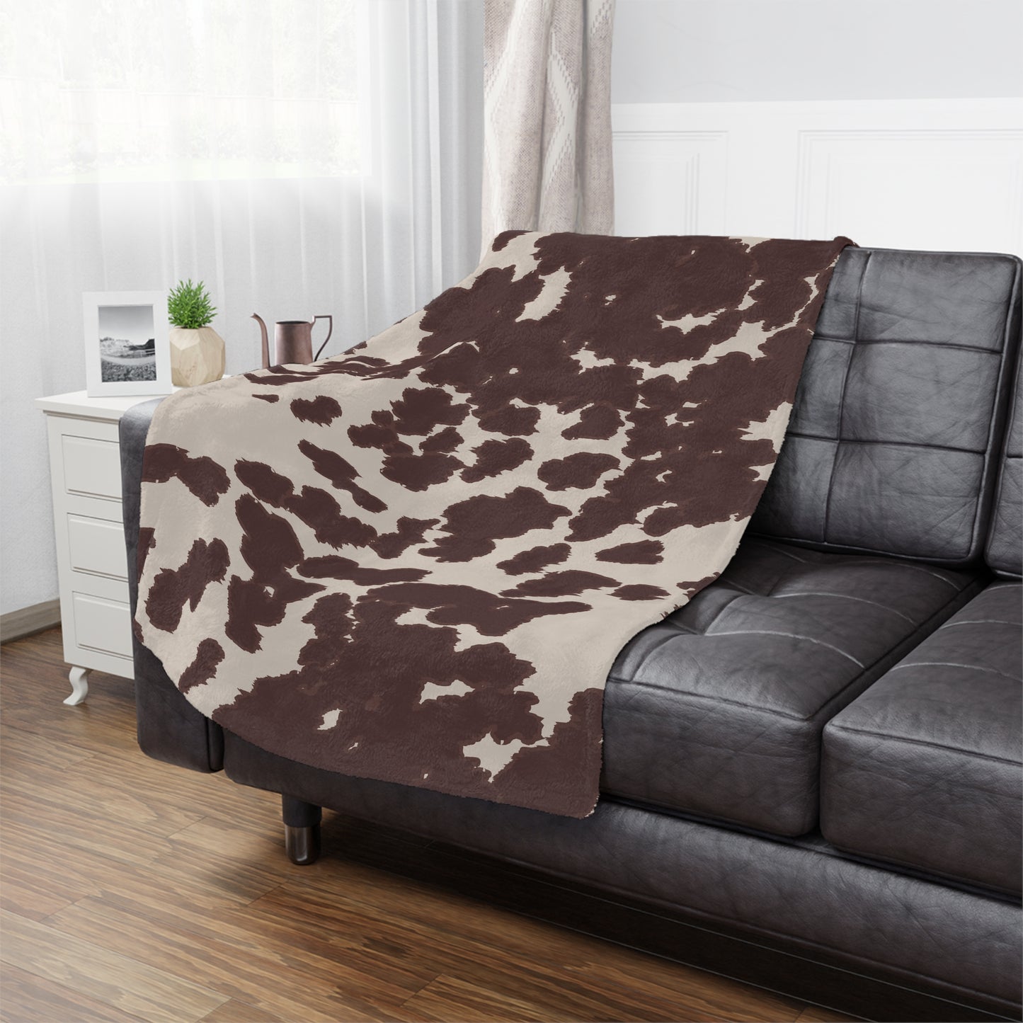 Cozy Cowhide Minky Blanket, Soft Throw for Kids & Adults, Farmhouse Decor, Gift for Baby Showers, Home Essentials, Warm Comfort