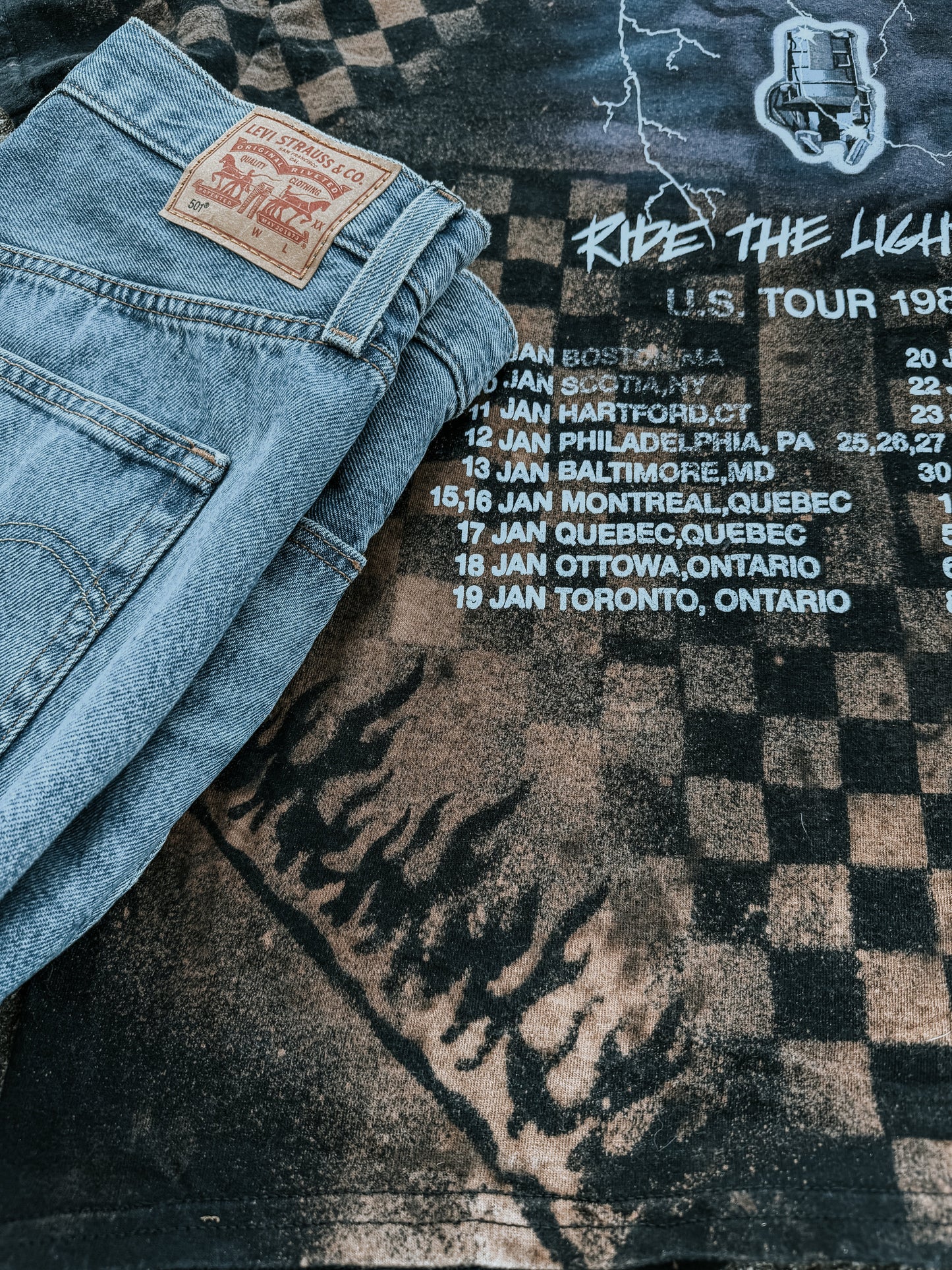 Upcycled By Katie: Metallica Ride the Lightning Bleached Patchwork Tee L (One of a Kind)