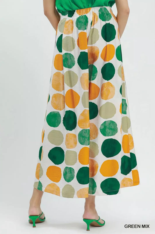 Umgee Dot Print Wide Leg Pants