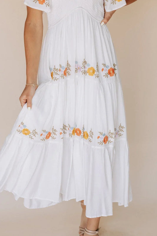 Sicily Embroidered Midi Dress - Sz Large Only