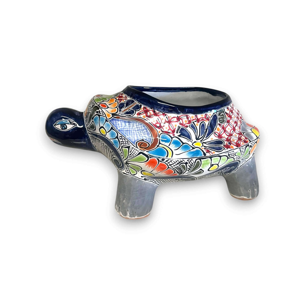 Talavera Turtle Planter | Hand-Painted Mexican Ceramic Garden Pot