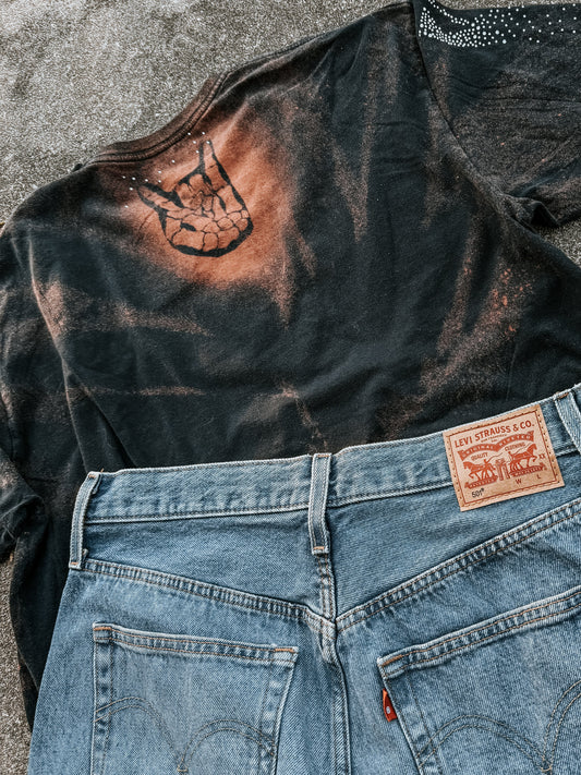 Upcycled By Katie: Rolling Stones Bleached Leopard Tour Tee XL (One of a Kind)