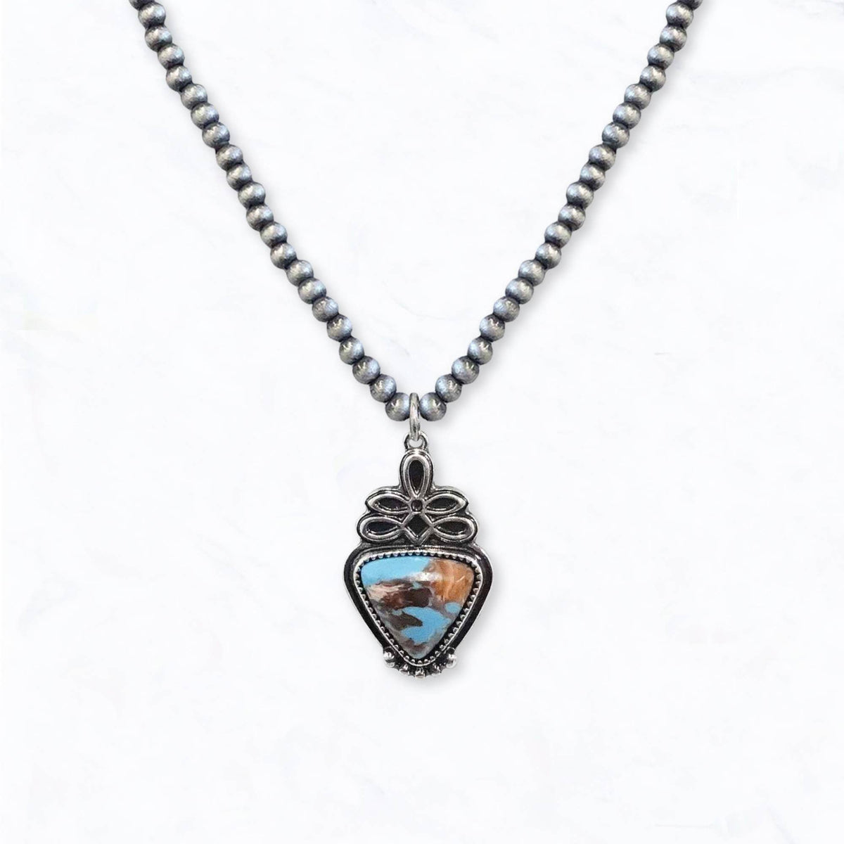 Western Boot Stitch Navajo Pearl Pendant Necklace