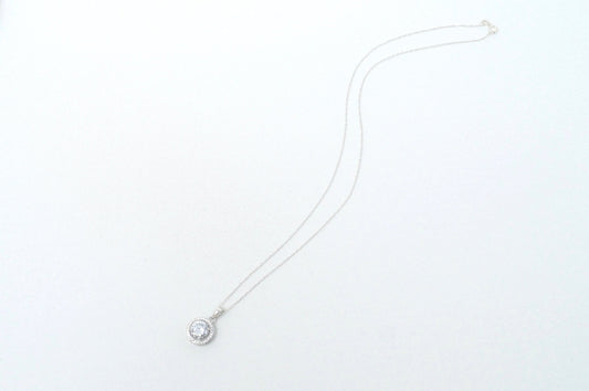 Vintage Art Deco Style Large Simulated Diamond Sterling Silver Necklace 18"