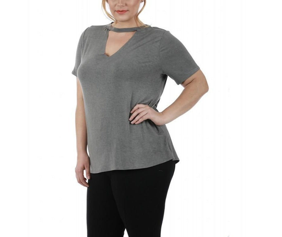 Short Sleeve Top W/Front V-Cutout 3531906C