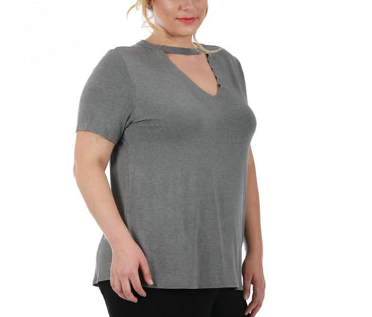 Short Sleeve Top W/Front V-Cutout 3531906C