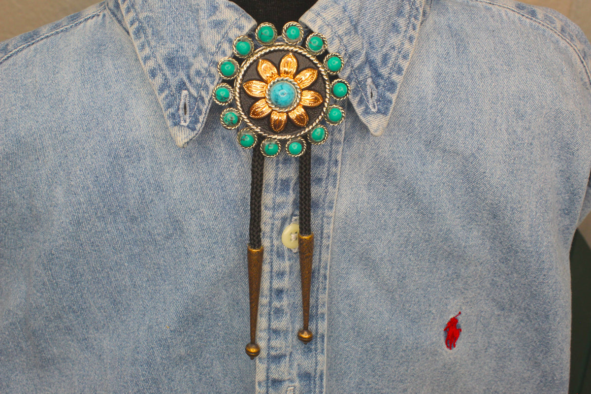 Turquoise Bloom Bolo Tie