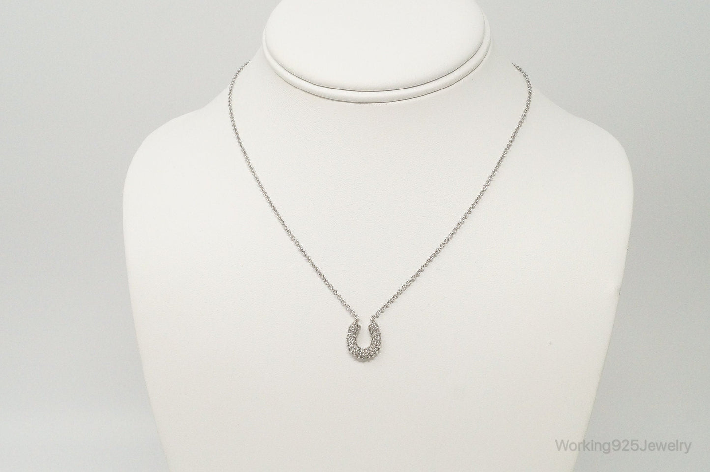 Horse Shoe Cubic Zirconia Sterling Silver Necklace