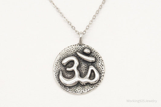 Vintage Om Symbol Sterling Silver Necklace