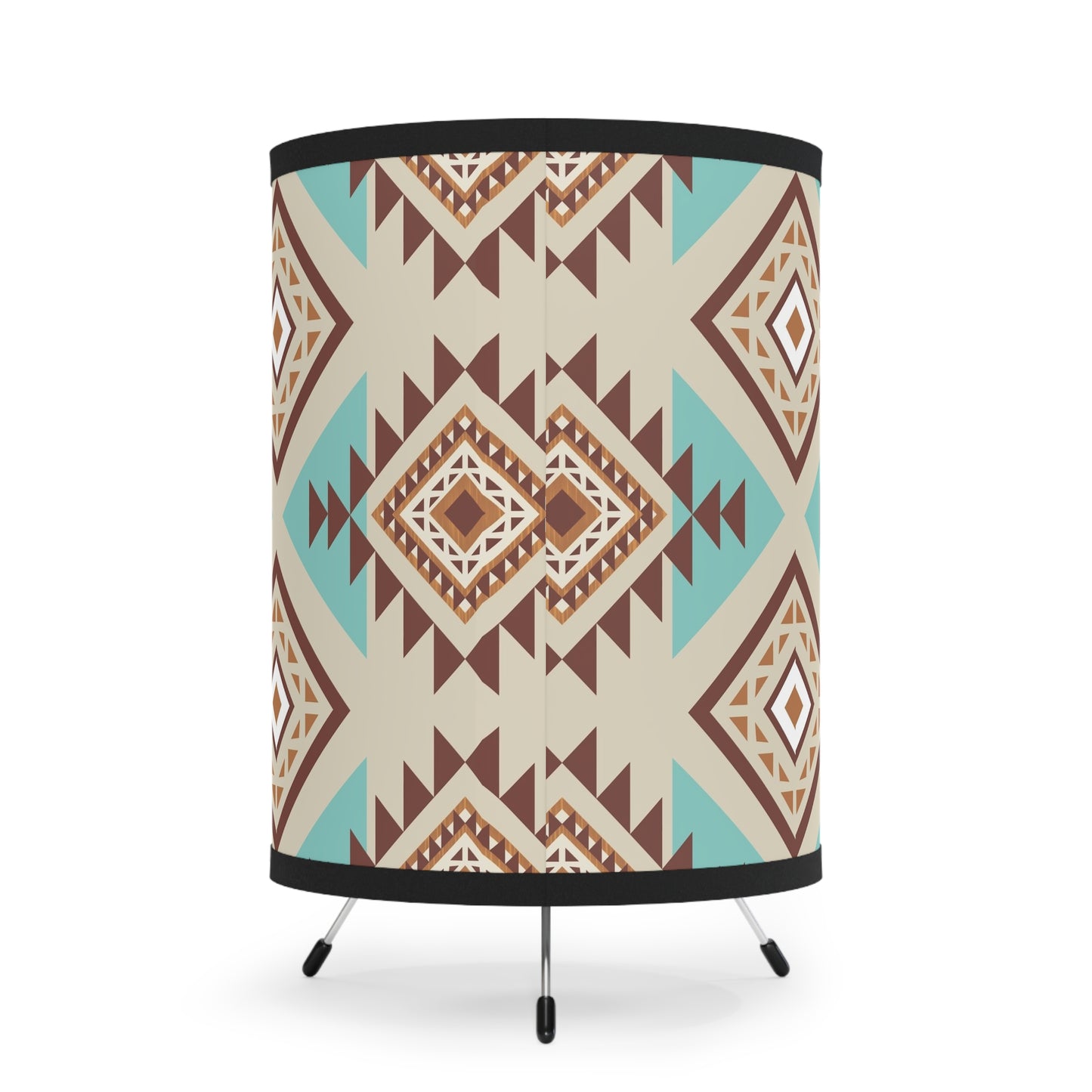 Tribal Pattern Tripod Lamp - High-Res Printed Shade, Stylish Home Décor