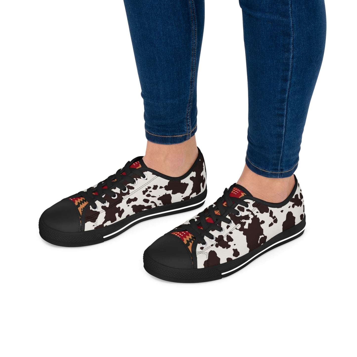 Touch of Aztec Stylish Women's Cow Print Sneakers | Trendy Footwear for Casual Outings, Gifts, Everyday Wear, Fashion Statement