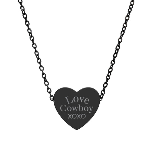 Love Cowboy XOXO - Engraved Heart Necklace - Personalized Love Jewelry