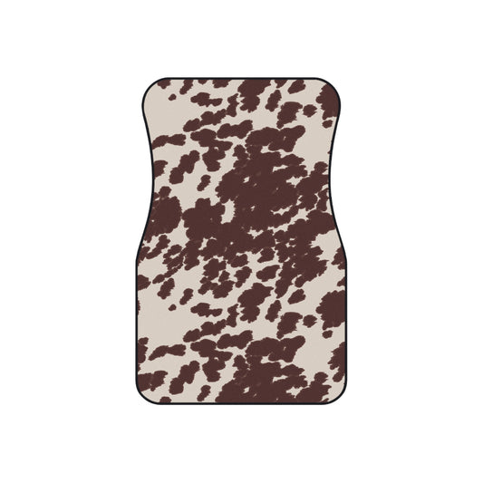 Brown Cow Print Car Mats - Set of 4