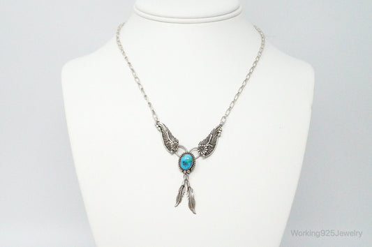 Vintage Native American Unsigned Turquoise Sterling Silver Necklace