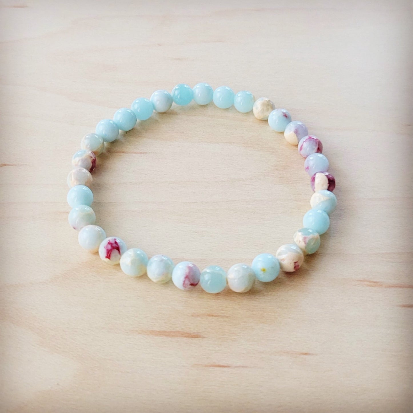 **Pastel Aqua Terra Stretch Beaded Bracelet 811h