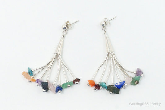 Vintage Designer CJC Multi Gem Sterling Silver Earrings