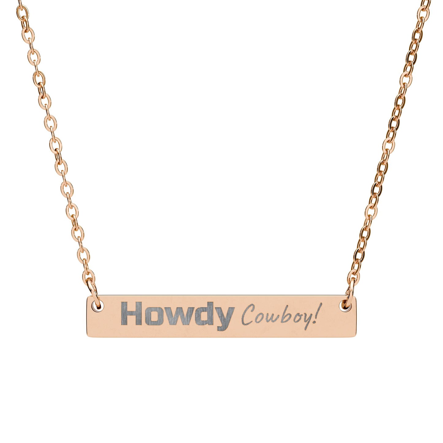 Engraved Horizontal Bar Necklace - 'Howdy Cowboy!'